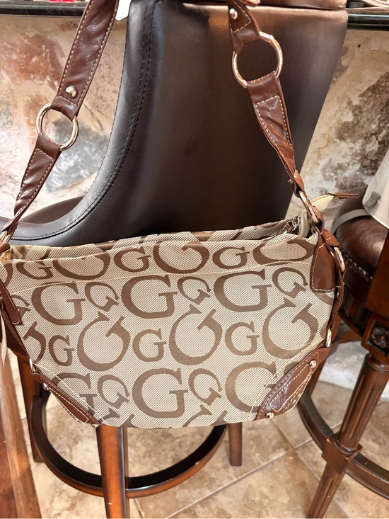 Handbags - Designer-Style Brown Logo Canvas Shoulder Bag
